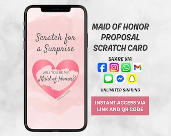 Gratta e Vinci per Proposta di Matrimonio a Distanza con Damigella d'Onore / Proposta di Matrimonio a Distanza con Damigella d'Onore Rosa / Vuoi Essere la Mia Damigella d'Onore / Gratta e Vinci Virtuale Digitale