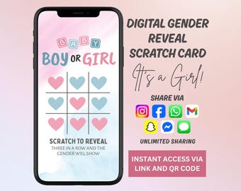 Gender Reveal Virtual Scratch Card | Digital Girl Scratch Card | Gender Reveal Idea | Digital Gender Announcement | Its a Girl | Girl Reveal