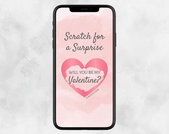 Tarjeta digital para rascar de San Valentín / ¿Serás mi Valentín? / Tarjeta virtual para rascar / Tarjeta para él, ella, esposa, esposo