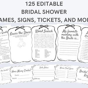 Editable Bridal Shower Games, She&#39;s Tying the Knot Bridal Shower Games, Black Bow Bridal Shower Bundle, Elegant Bridal Shower Games