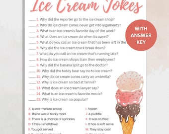 Ice Cream Jokes | Ice Cream Social | Ice Cream Party Game | Summer Party Game | Sundae Bar | Ice Cream Activity