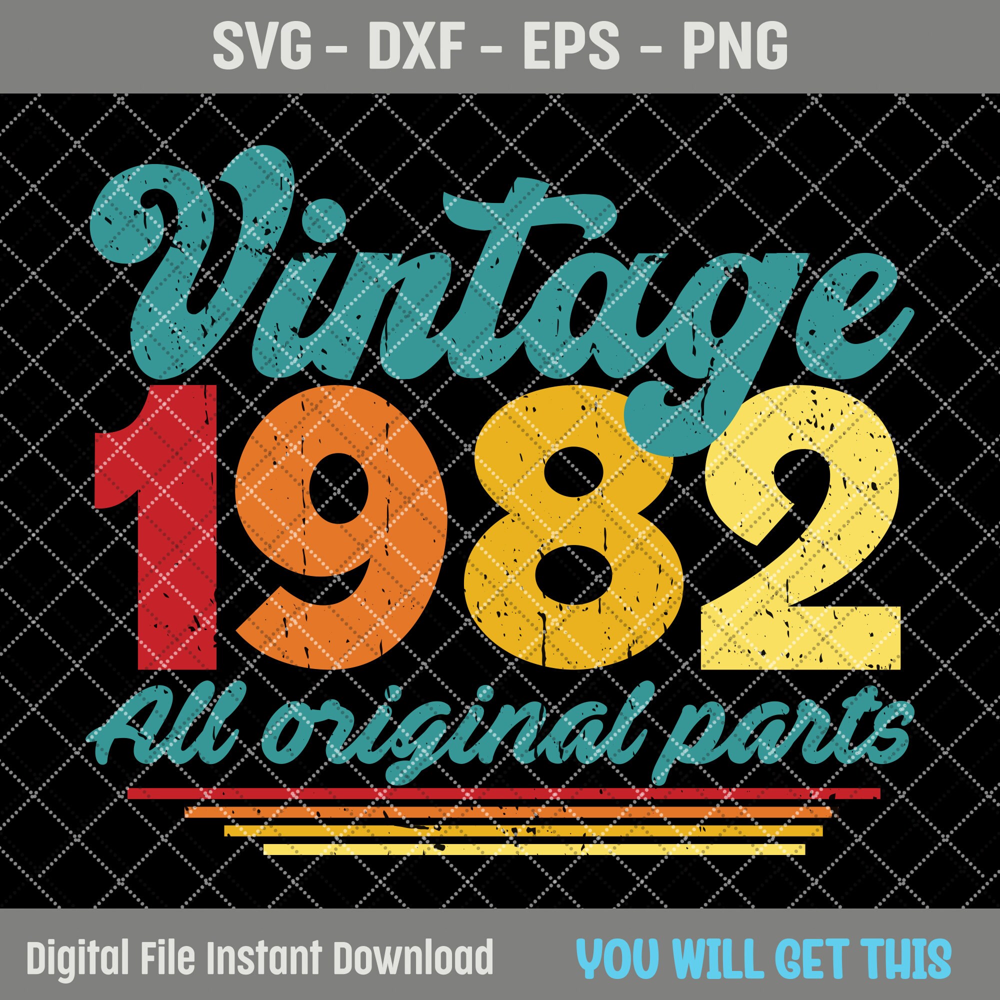 Vintage 1982 All Original Parts SVG, 41st Birthday Svg, Vintage 41 ...