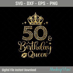 50e verjaardag koningin SVG, verjaardag Diva Svg, verjaardag koningin Svg, 50e verjaardag Svg, 50 jaar oude verjaardag snijden, Eps, Dxf, Svg, Png-bestanden