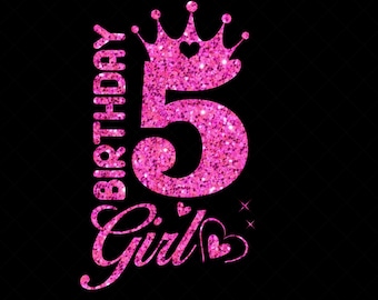 5th Birthday SVG, 5 Years Old Birthday Girl svg, Birthday Party Decoration Crown, 5 svg, Eps, Dxf, Svg, Png Files