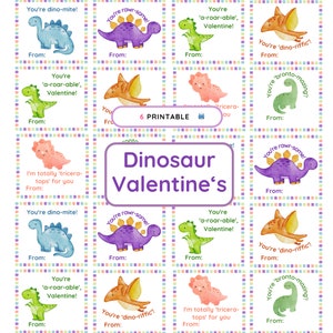 Cartes imprimables de Saint-Valentin dinosaures, cartes de Saint-Valentin enfants, cartes de Saint-Valentin pour l'école, cartes de Saint-Valentin pour la garderie
