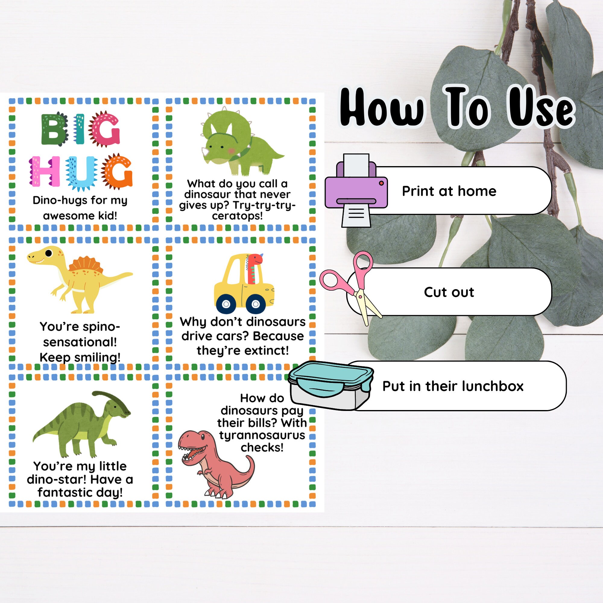 Dinosaur Lunch Notes, Dino Lunch Box Notes, School Lunch Notes ...