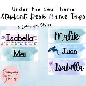 Under the Sea Student Desk Name Tags, Ocean Student Name Plates, Elementary Teacher, Watercolor Student Desk Name Tags, Jellyfish Desk Names