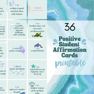 Tarjetas diarias de afirmación estudiantil, tarjetas de afirmación imprimibles, aula de estación de afirmación, decoración del aula bajo el mar, aula oceánica