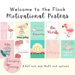 Flamingo Theme Classroom Posters, Welcome to the Flock Classroom Motivational Posters Bundle, Flamingo Classroom Decor Bundle,