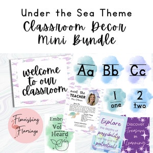 Under the Sea Classroom Decor Bundle, Watercolor Classroom Decor Bundle, Ocean Jellyfish Classroom Decor Bundle, Mermaid Classroom Decor