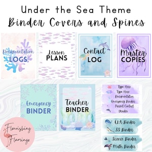EDITABLE Under the Sea Teacher Binder Covers and Spines, Back to school teacher items, Printable Binder covers, Binder Template, Ocean Class