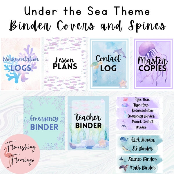 EDITABLE Under the Sea Teacher Binder Covers and Spines, Back to school teacher items, Printable Binder covers, Binder Template, Ocean Class