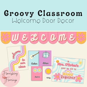 Groovy 70s Classroom Decor Welcome Door Decor, Retro Classroom Door Decor, Bright Colors Teacher Printables, Retro Print Classroom Decor