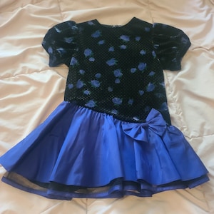 Vintage 80s 90s Bonnie Jean Velvet and Taffeta Party Dress 3T