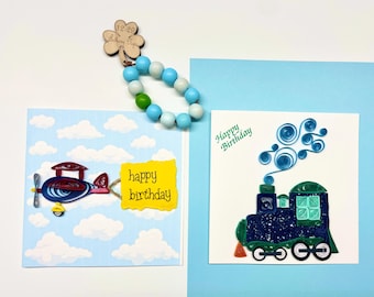 3D Train Pop-Up Birthday Card, Quilling Helicopter Design