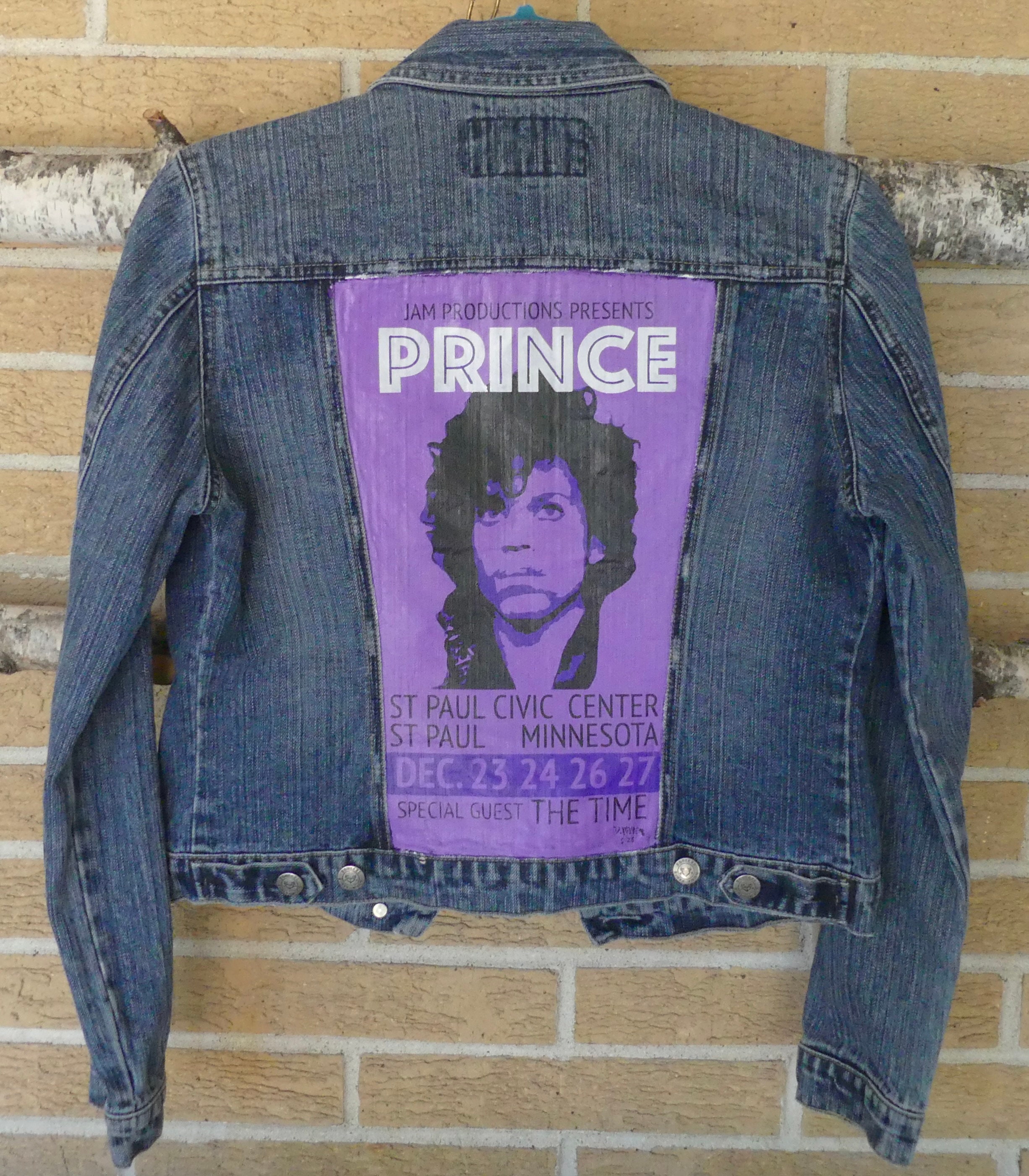 Prince - The Purple One - Parade 1986 - The Revolution- Hand Painted Denim  Jacket - light purple - Women L