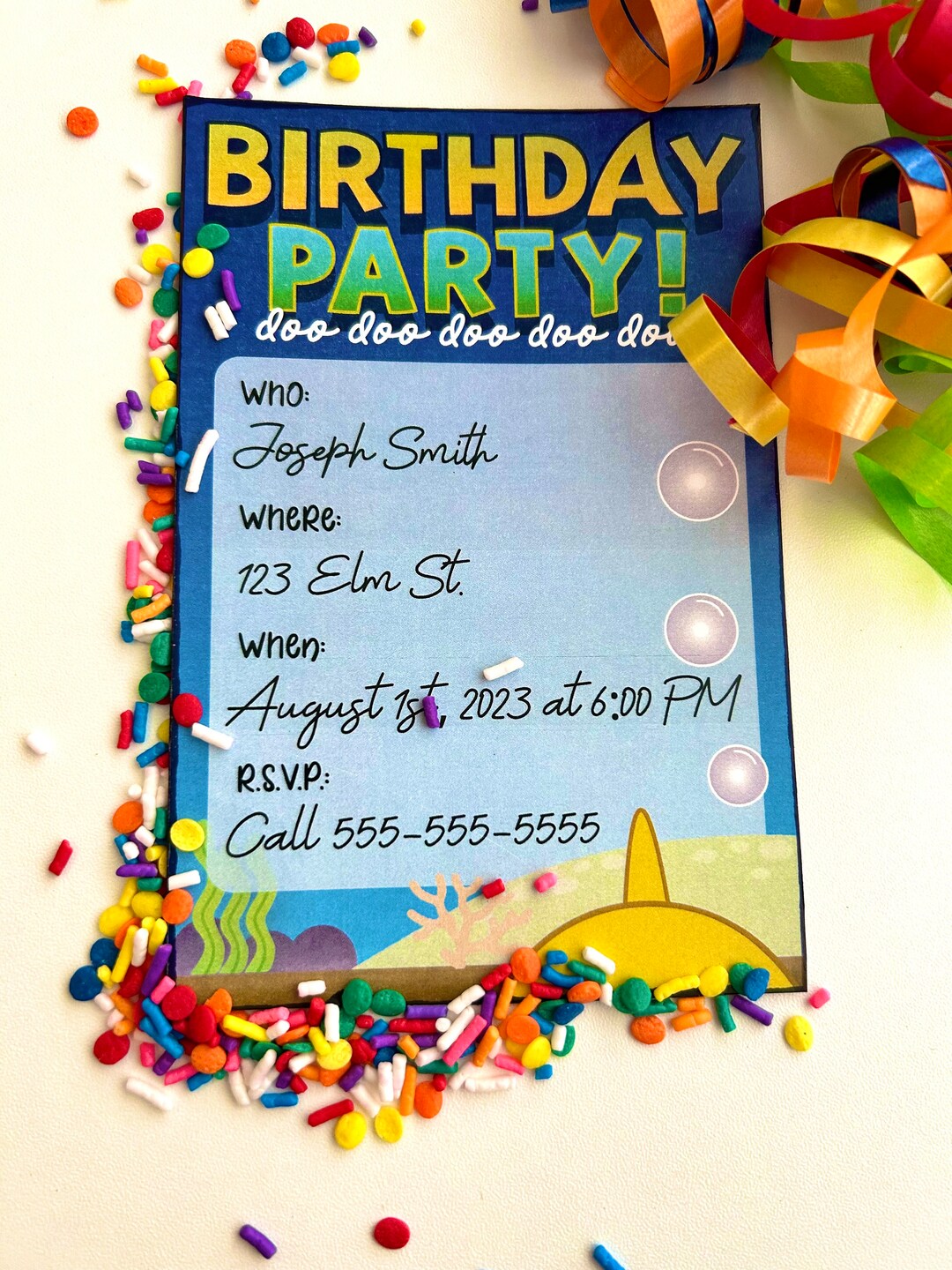 Baby Shark Printable Birthday Invitation - Etsy
