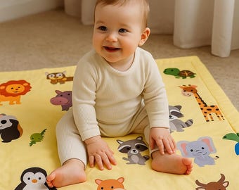 organic play mat, tummy time mat, baby rug for play, toddler play mat, activity play mat, padded play mat, rainbow play mat, newborn mat