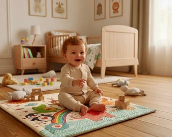 Organic Cotton Play Mat, Celebration Animals, Non-Toxic Dyes