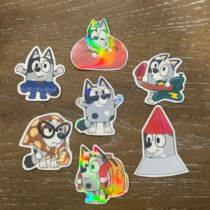 Muffin Sticker Set/ Plain and Vinyl Options/ Hand drawn designs/ Bluey