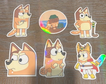 Chilli Heeler Sticker Set/ Plain and Vinyl Options/Hand made designs/Bluey