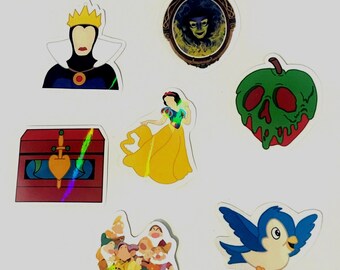 Snow White Sticker Set/ Plain and Vinyl Options/ Hand drawn designs/ Disney