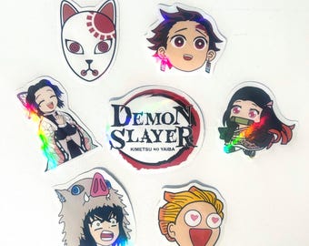 Demon Slayer Sticker Set/ Plain and Vinyl Options/ Hand drawn designs/ Anime