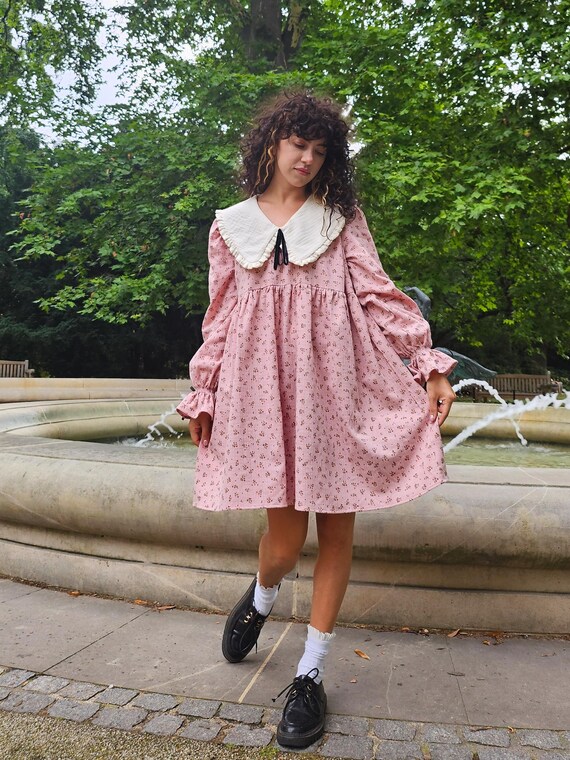 pink long sleeve dress white collar Light Pink Linen Long Sleeve Shirt Dress – shopaleena