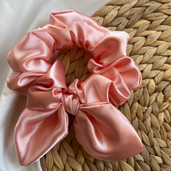 Silk Scrunchie Silk Hair Accessories Satin Bow Scrunchies Set Silk Hair Tie Gift for Her Bow Silk Scrunchy Bridal Silk Bow Scrunchies Set