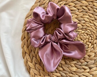 Silk Scrunchie Silk Hair Accessories Satin Bow Scrunchies Set Silk Hair Tie Gift for Her Bow Silk Scrunchy Bridal Silk Bow Scrunchies Set