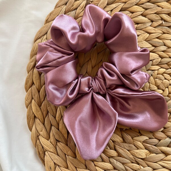 Silk Scrunchie Silk Hair Accessories Satin Bow Scrunchies Set Silk Hair Tie Gift for Her Bow Silk Scrunchy Bridal Silk Bow Scrunchies Set