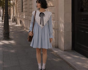 Baby Blue Ruffle Babydoll Dress – Coquette Vintage Inspired Party Dress
