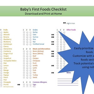 Baby&#39;s first foods checklist
