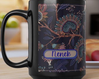 Indonesian Grandmother Nenek Mug 15oz | Decorative Black Ceramic Mug