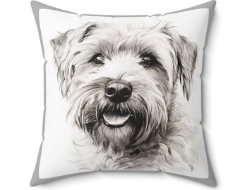 Wheaten Terrier Pillow: Double-Sided Spun Polyester Accent