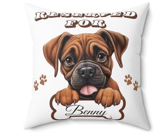 Personalized Boxer Spun Polyester Square Pillow 4 sizes Reserved dog pillow gift for dog lover dog mom gift dog dad gift pillow