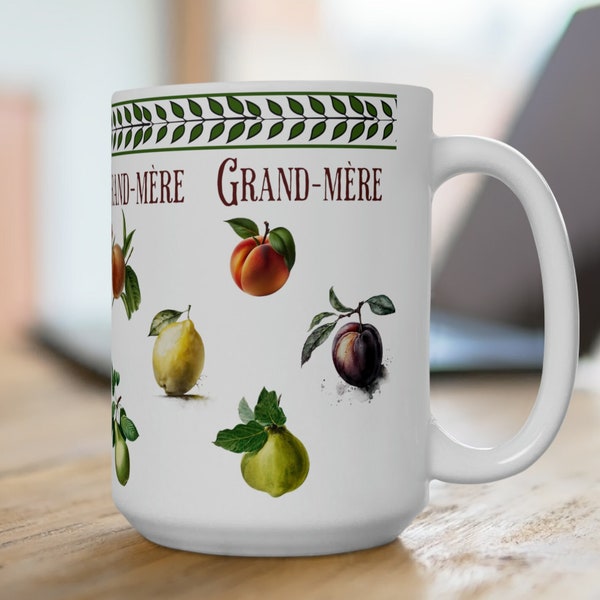 French Grand-mere Ceramic 15oz mug French Grandma coffee tea or  hot chocolate mug kitchen decor gift in French inspired design French mug