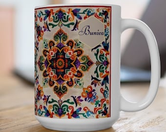Romanian Grandmother Ceramic Mug 15oz Bunica mug Grandma gift Romanian inspired design mug Mothers Day gift Bunica gift Romanian Bunica