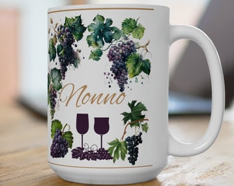 Italian Grandfather Ceramic Mug 15oz Italian inspired Nonno mug Italian grapes aNd wine Grandfather gift