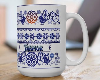Farmor Mug Swedish grandmother Charming Floral Design for Cozy Mornings Perfect Gift Tea Lovers Kitchen Decor Coffee Enthusiast Housewarming