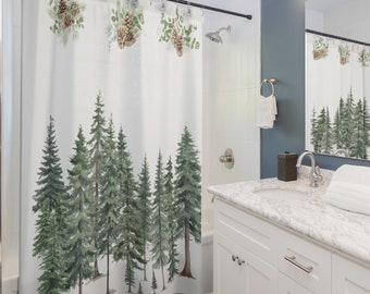 Pines and cones Cabin style Shower Curtains pine tree decor curtains shower-curtains decorator pine design decor pine shower decoration