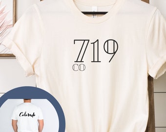 Colorado t-shirt, Colorado area code, area code shirt, womens t-shirt, mens t-shirt, womens shirt, mens shirt. 719 area