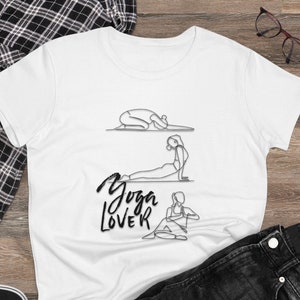 Camiseta de yoga camiseta amante del yoga Camiseta de algodón de peso medio para mujer Yoga posa cómoda camisa de yoga práctica de yoga camiseta prelavada