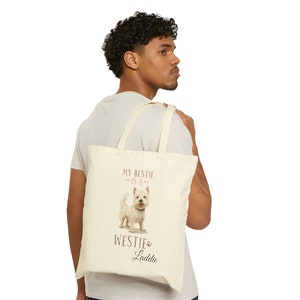 Personalized Westie Cotton Canvas Tote Bag West highland terrier tote bag gift-for dog lovers custom gift personable Westie gift dog mom