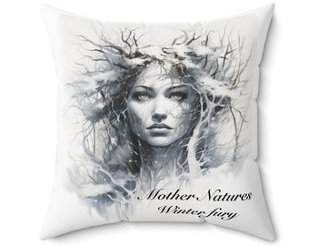 Decorative pillow Spun Polyester Square Pillow Mother Natures winter fury decorator pillow gift for her, decor gift for him Mothers Day gift