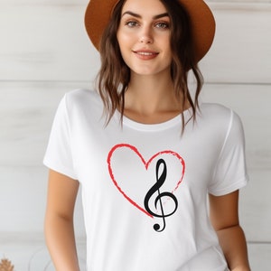 LA Pop Art Women's V-neck Word Art T-shirt - Heart Notes - Etsy
