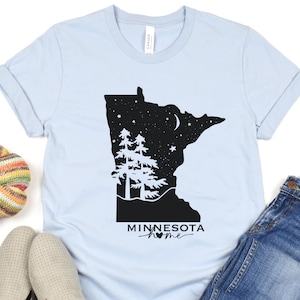 Camiseta local de Minnesota, unisex, ideal para amantes de la naturaleza, ideal para acampar, viajar o para uso informal, regalo perfecto para los habitantes de Minnesota.