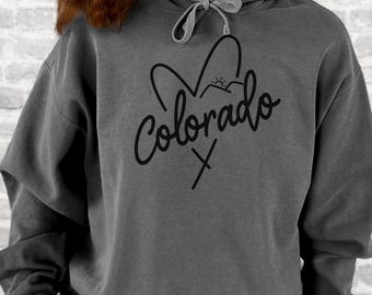 Colorado Heart Hoodie: Unisex Cotton-Blend Cozy Sweatshirt