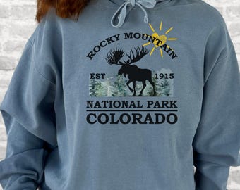 Colorado Rocky Mountain Hoodie: Unisex Garment-Dyed Cotton-Blend