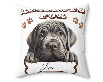 Personalized Neapolitan Mastiff Square Pillow custom dog pillow personal decor dog mom dog dad gift dog lover gift Mastiff dog breed pillow